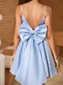 Pretty A-line V-Neck Bow Short/Mini Satin Homecoming Dress