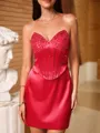 Timeless Sheath Sweetheart Appliques Lace Short/Mini Silk like Satin Corset Homecoming Dress