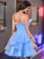 Sophisticated A-line Straight Cascading Ruffles Short/Mini Tulle Homecoming Dress