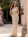 Elegant Sheath One-Shoulder Pleated Sweep Train Prom Dress