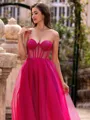 Regal A-line Sweetheart Floor-Length Tulle Corset Prom Dress