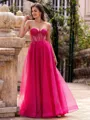 Regal A-line Sweetheart Floor-Length Tulle Corset Prom Dress