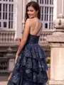Timeless A-line One-Shoulder Appliques Lace Sweep Train Tulle Corset Prom Dress