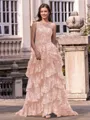 Timeless A-line One-Shoulder Appliques Lace Sweep Train Tulle Corset Prom Dress