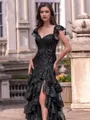 Flattering Sheath Sweetheart Appliques Lace Sweep Train Tulle Corset Prom Dress