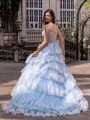 Immaculate A-line Off-the-Shoulder Appliques Lace Court Train Tulle Corset Prom Dress