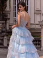 Immaculate A-line Off-the-Shoulder Appliques Lace Court Train Tulle Corset Prom Dress