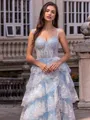 Immaculate A-line Off-the-Shoulder Appliques Lace Court Train Tulle Corset Prom Dress