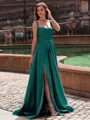 Resplendent A-line Straps Floor-Length Satin Prom Dress