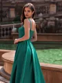 Resplendent A-line Straps Floor-Length Satin Prom Dress