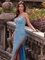 Classy Sheath V-Neck Sequin Sweep Train Prom Dress