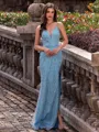 Classy Sheath V-Neck Sequin Sweep Train Prom Dress
