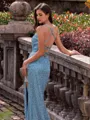 Classy Sheath V-Neck Sequin Sweep Train Prom Dress