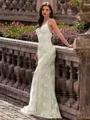 Stunning Sheath V-Neck Sequin Sweep Train Lace Prom Dress
