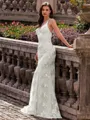 Stunning Sheath V-Neck Sequin Sweep Train Lace Prom Dress