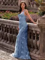 Stunning Sheath V-Neck Sequin Sweep Train Lace Prom Dress