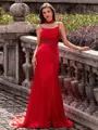 Impeccable Sheath Spaghetti Straps Appliques Lace Sweep Train Silk Like Satin Corset Prom Dress