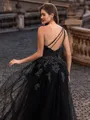 Statuesque A-line One-Shoulder Appliques Lace Floor-Length Tulle Prom Dress