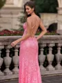 Tasteful Sheath Spaghetti Straps Appliques Lace Sweep Train Tulle Corset Prom Dress