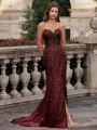 Tasteful Sheath Spaghetti Straps Appliques Lace Sweep Train Tulle Corset Prom Dress