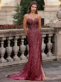 Tasteful Sheath Spaghetti Straps Appliques Lace Sweep Train Tulle Corset Prom Dress