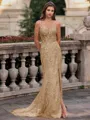 Tasteful Sheath Spaghetti Straps Appliques Lace Sweep Train Tulle Corset Prom Dress