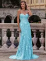Noble Sheath Sweetheart Appliques Lace Sweep Train Tulle Corset Prom Dress