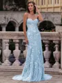Noble Sheath Sweetheart Appliques Lace Sweep Train Tulle Corset Prom Dress