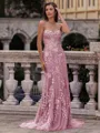 Noble Sheath Sweetheart Appliques Lace Sweep Train Tulle Corset Prom Dress