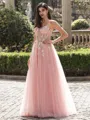 Opulent A-line Sweetheart Appliques Lace Floor-Length Tulle Corset Prom Dress