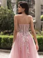Opulent A-line Sweetheart Appliques Lace Floor-Length Tulle Corset Prom Dress