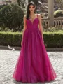 Exquisite A-line V-Neck Pleated Floor-Length Prom Dress