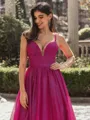 Exquisite A-line V-Neck Pleated Floor-Length Prom Dress