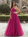 Exquisite A-line V-Neck Pleated Floor-Length Prom Dress