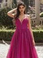 Exquisite A-line V-Neck Pleated Floor-Length Prom Dress