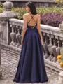 Graceful A-line Spaghetti Straps Floor-Length Satin Corset Prom Dress