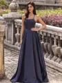 Graceful A-line Spaghetti Straps Floor-Length Satin Corset Prom Dress