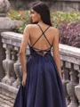 Graceful A-line Spaghetti Straps Floor-Length Satin Corset Prom Dress