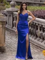 Enchanting Sheath V-Neck Appliques Lace Floor-Length Silk like Satin Corset Prom Dress