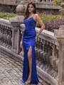 Enchanting Sheath V-Neck Appliques Lace Floor-Length Silk like Satin Corset Prom Dress