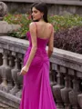 Breathtaking Sheath Spaghetti Straps Pleated Court Train Jersey Corset Prom Dress