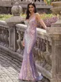 Luxurious Sheath V-Neck Sweep Train Prom Dress