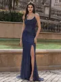 Aristocratic Sheath Spaghetti Straps Pleated Sweep Train Prom Dress