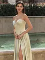 Magnificent A-line Spaghetti Straps Floor-Length Silk Like Satin Corset Prom Dress