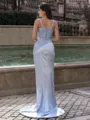 Unforgettable Sheath Straps Pleated Court Train Prom Dress