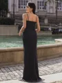 Fashion-forward Sheath Spaghetti Straps Sequin Sweep Train Stretch Crepe Corset Prom Dress