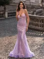Glamorous Sheath V-Neck Pleated Sweep Train Prom Dress