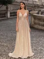 Perfect A-line V-Neck Floor-Length Prom Dress
