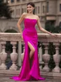 Exquisite Sheath Straight Appliques Lace Sweep Train Corset Prom Dress