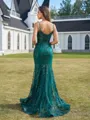 Elegant Sheath V-Neck Sweep Train Lace Corset Prom Dress